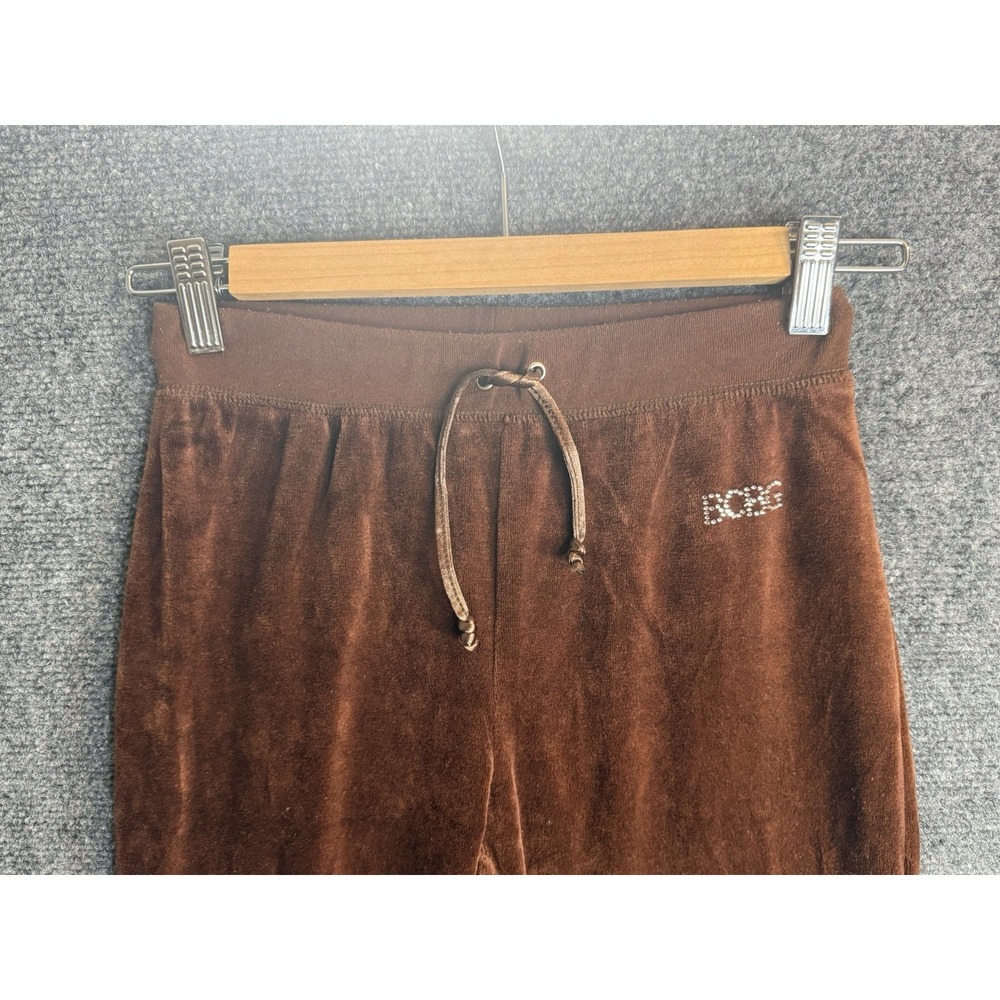 Vintage Y2K Brown Rhinestone Embellished Embroidered BCBG Velour Pants Size 12 - Picture 4 of 8